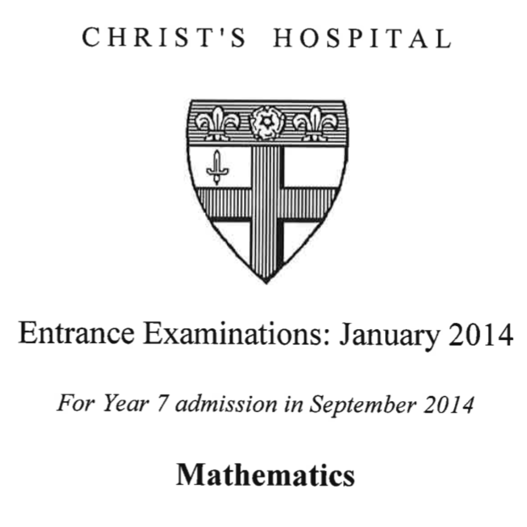 Cover page of the Christ’s Hospital mathematics entrance examination for Year 7 entry dated January 2014.