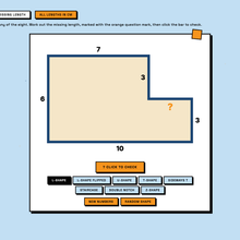Interactive tool that generates a missing length question on eight compound shapes
