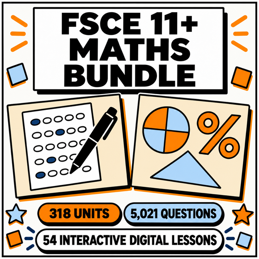 FSCE 11+ Maths Bundle, 54 interactive digital lessons, 318 units and 5,021 questions