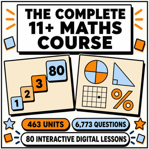 The Complete 11+ Maths Course, 80 interactive digital lessons taught in order