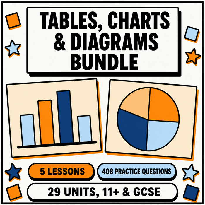 Tables, Charts & Diagrams Bundle | 5 Interactive Digital Lessons | 29 Units, 408 Questions | 11+ & GCSE