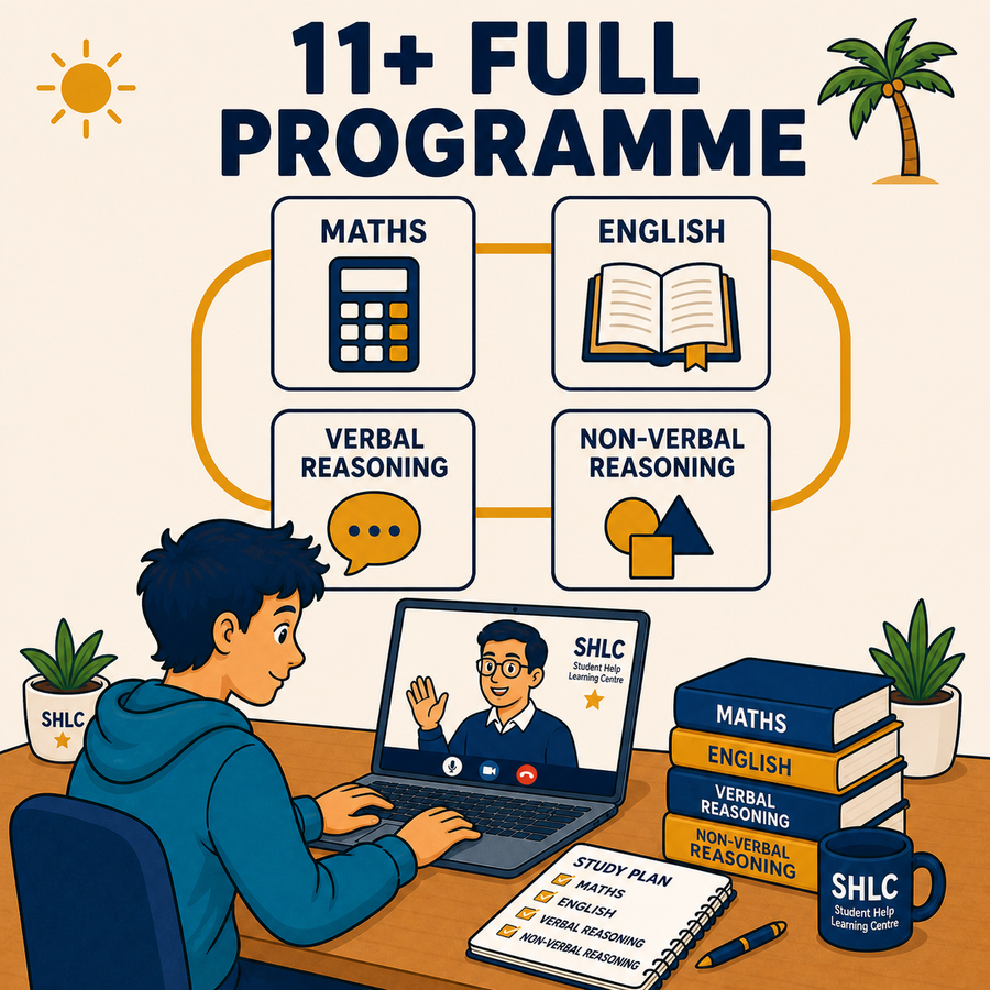 11+ full programme covering maths, English and reasoning support