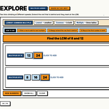 Multiples Ladder tool, two lists meeting at the lowest common multiple