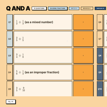 Practice questions, Unit 4 Dividing Fractions, answers hidden
