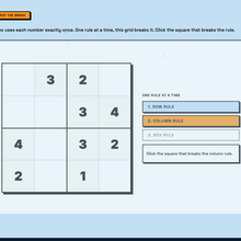 Learning the three sudoku rules on a 4 by 4 grid