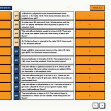 Hardest tier ratio questions with hidden click-to-reveal answers