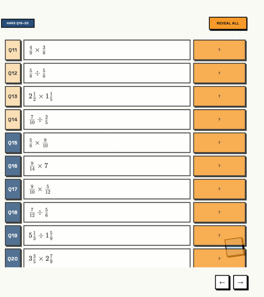 Hard tier questions Q11-20, mixed final challenge, answers hidden