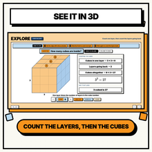 A 3D cube builder that counts one layer, then the layers going back