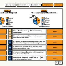 Hardest tier pie chart questions with three reference charts