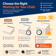 Choose the right marking option for your child, comparison of the exam marking packages