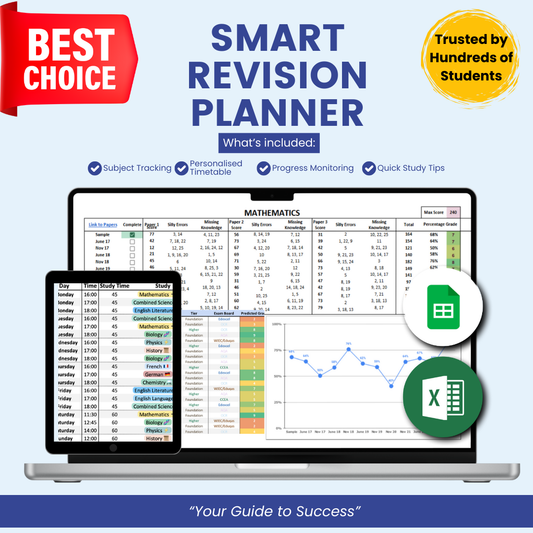 SMART GCSE & A-Level Revision Planner | Track & Succeed | The Ultimate GCSE & A-Level Study Command Center