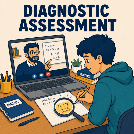 Diagnostic assessment session with an online maths tutor and student