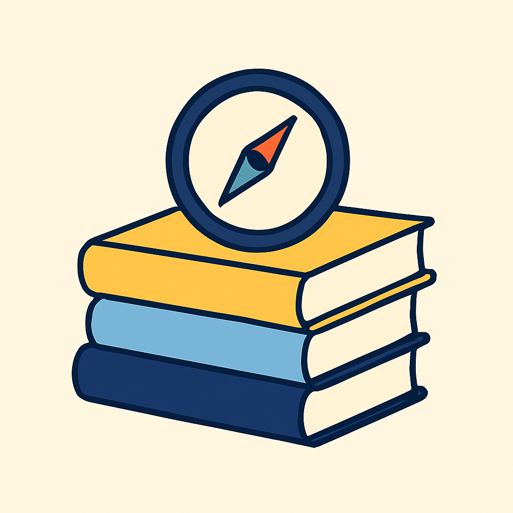 Stack of revision books with a compass icon on top, representing GCSE maths study resources, exam preparation and structured learning support for students.