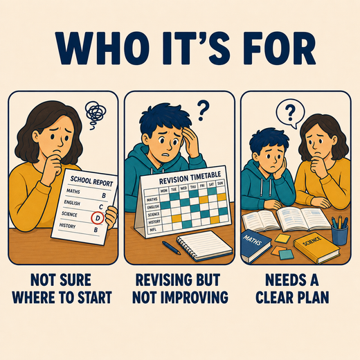 Who it's for, parents and students looking for structured study support