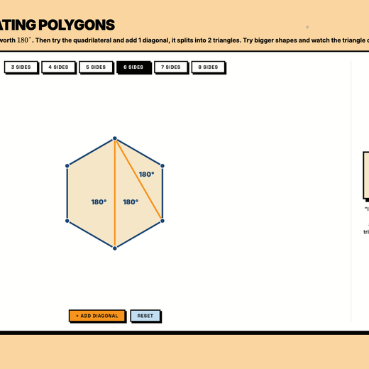 Interactive Explore tool showing a polygon split into triangles