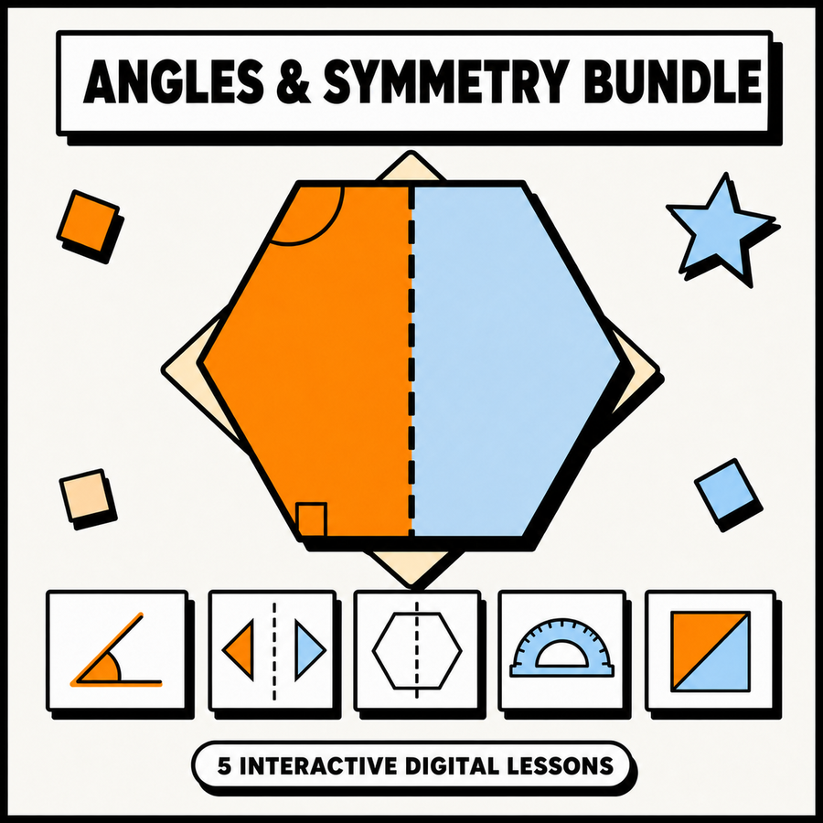 Angles and Symmetry Mastery Bundle, 5 interactive digital lessons for 11+ and GCSE maths