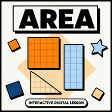 Area of squares, rectangles and triangles interactive digital lesson for 11+ and GCSE maths