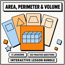 Area, perimeter and volume bundle, 5 interactive maths lessons for 11+ and GCSE