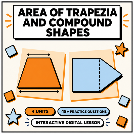 Area of Trapezia and Compound Shapes interactive digital lesson for 11+ and GCSE maths revision