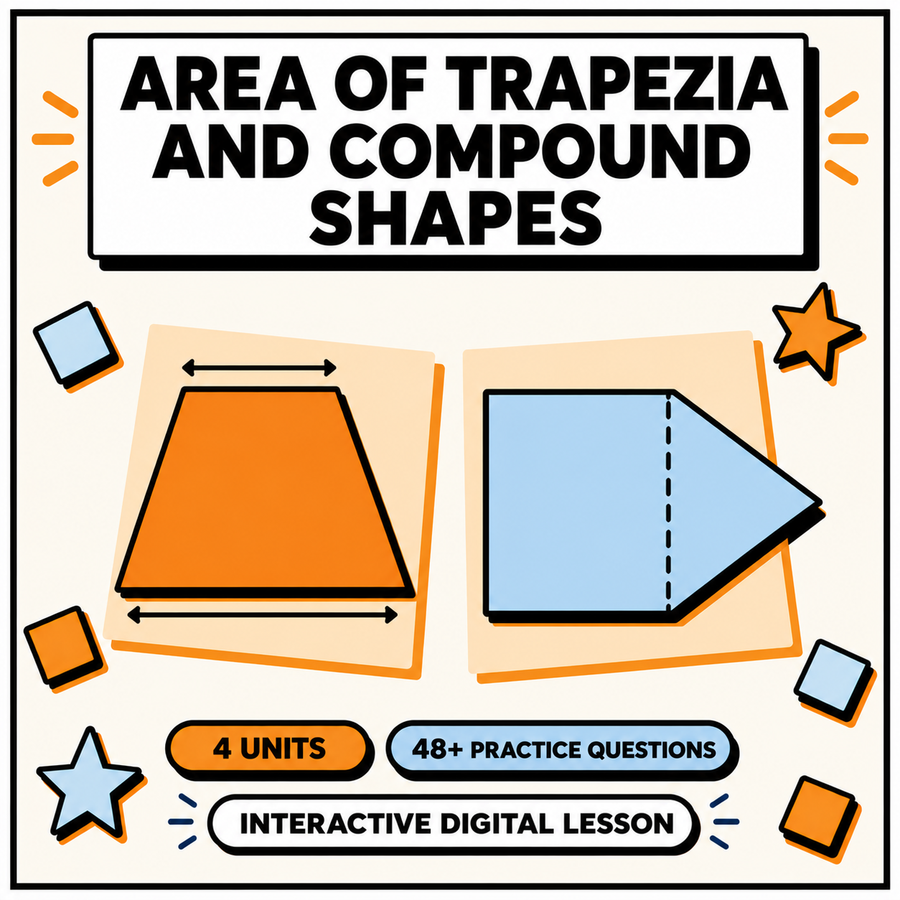 Area of Trapezia and Compound Shapes interactive digital lesson for 11+ and GCSE maths revision