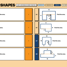 Unit 3 compound shapes, rectangles joined together, answers hidden