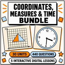 Coordinates, Measures and Time Bundle, 5 interactive digital maths lessons for 11+ and GCSE