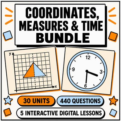 Coordinates, Measures and Time Bundle, 5 interactive digital maths lessons for 11+ and GCSE