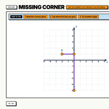Interactive coordinate grid where the child taps the corner that finishes a shape
