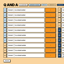 Hard tier questions, Unit 5 Improper to Mixed Fractions, answers hidden