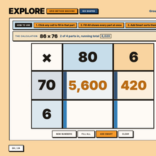 Grid Method Machine, an interactive tool for building each part of a multiplication