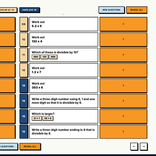 Hardest tier practice questions on divisibility and multiplication
