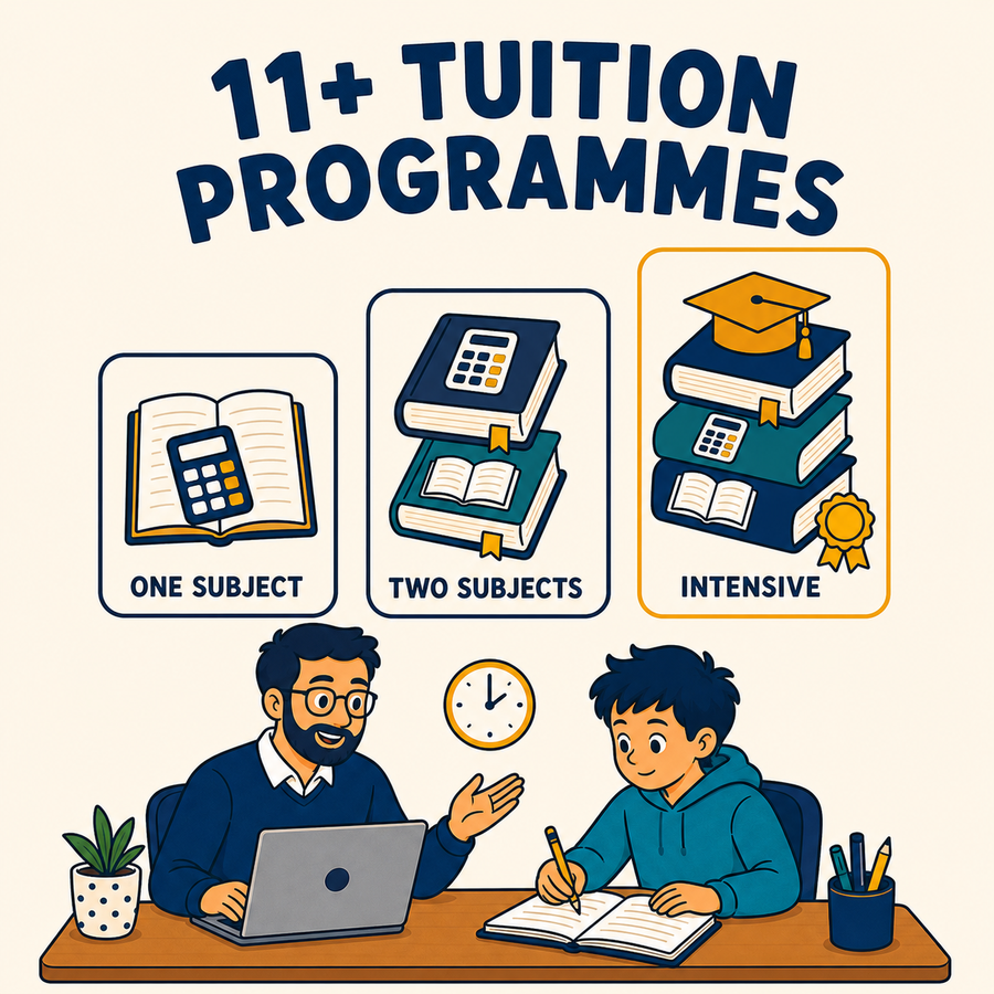 11+ tuition programmes, one subject, two subjects or intensive