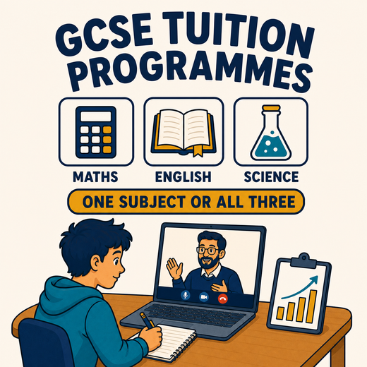 GCSE tuition programmes in maths, English and science, one subject or all three