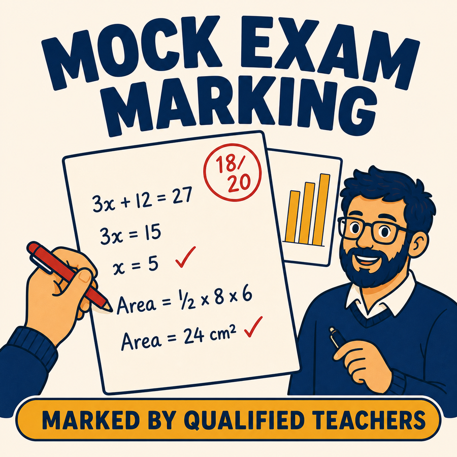 Mock exam marking by qualified teachers with a topic breakdown