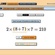 The bracket placer tool, dropping a pair of brackets into a calculation to hit a target answer