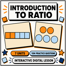 Introduction to Ratio interactive digital maths lesson for 11+ and GCSE, 7 units and 104 practice questions