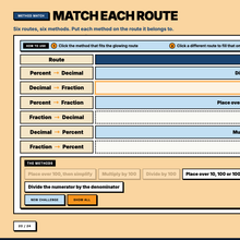 Method matching challenge, six conversion routes paired with the method each one uses