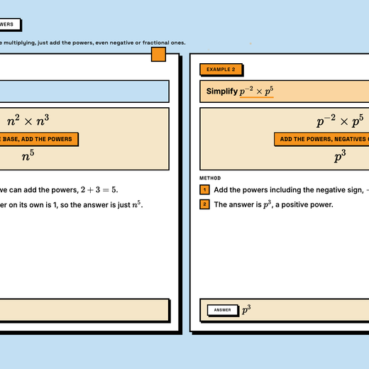 Worked example, multiplying with powers