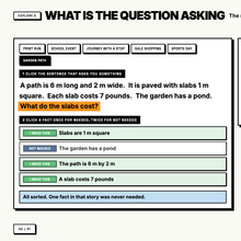 Sort the facts tool, marking which facts in a word problem are needed and which are not
