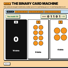 The binary card machine, flip cards to build a number