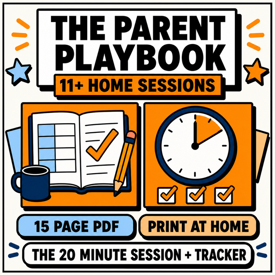 The Parent Playbook: 15 page printable PDF for 11+ home sessions with the 20 minute session and tracker