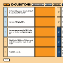 Practice questions on increasing an amount by a percentage, with hidden answers