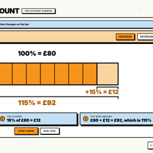 Increase and decrease walkthrough tool showing 100 percent, the change and the new amount