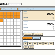 Percent wall explore tool showing 25 squares shaded as 25% and one quarter