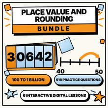 Place Value and Rounding Bundle, six interactive maths lessons, 516 practice questions, KS2 and 11+