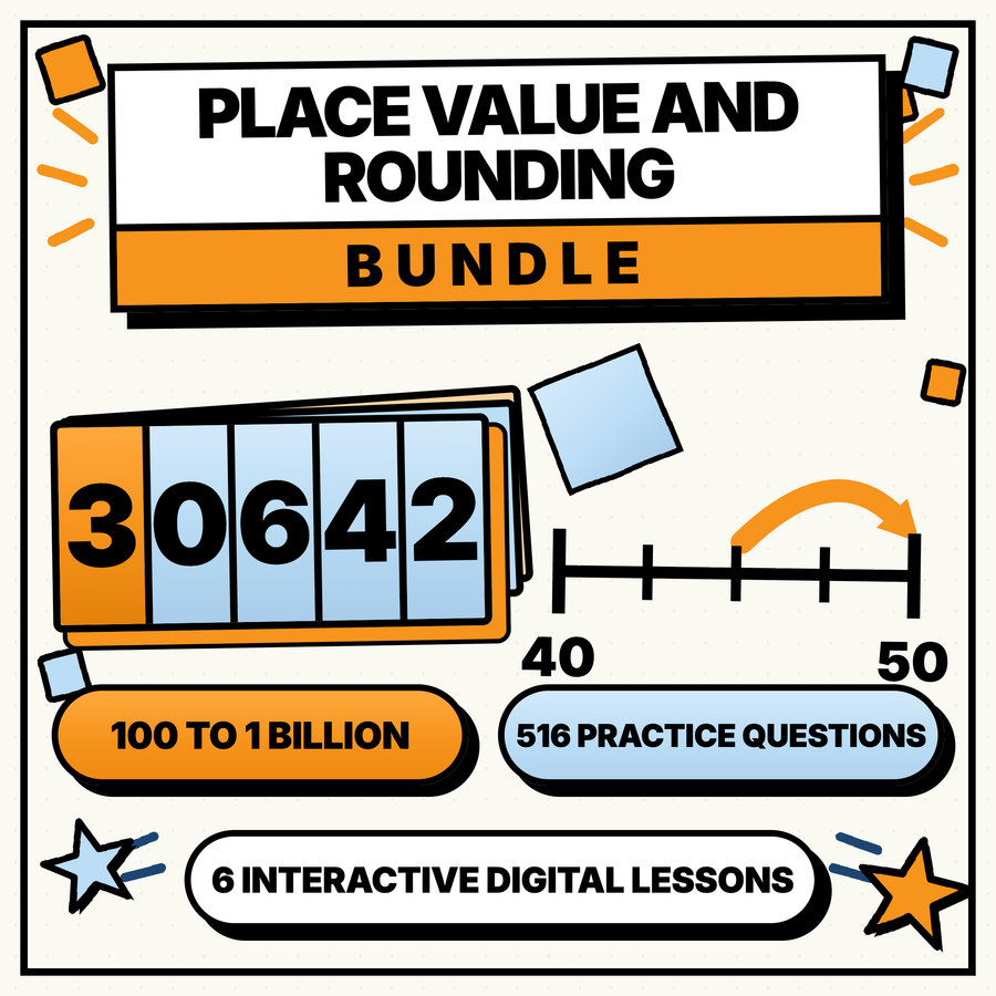Place Value and Rounding Bundle, six interactive maths lessons, 516 practice questions, KS2 and 11+
