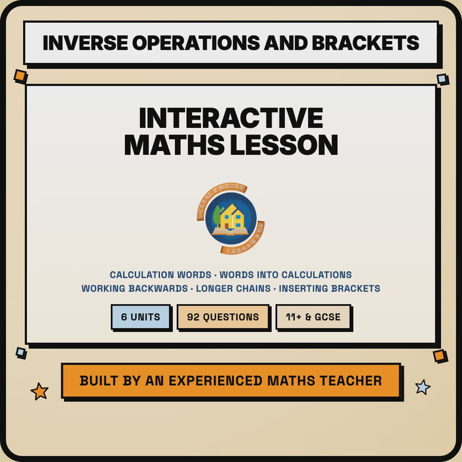 15 second preview of the inverse operations and inserting brackets interactive maths lesson