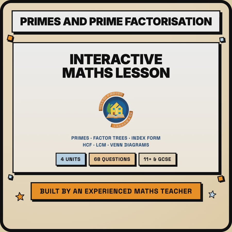 15 second walkthrough of the Primes and Prime Factorisation lesson