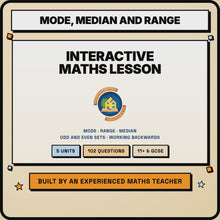 15 second preview of the Mode, Median and Range interactive lesson
