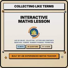 15 second preview of the Collecting Like Terms interactive digital lesson